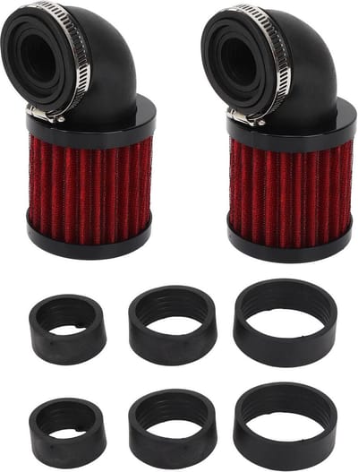 Motorfiets Luchtfilter 90 Graden Hoek - Universeel - 28-48mm - Bromfiets Scooter ATV Crossmotor - Zwart rood