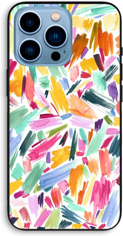 Case Company® - Hoesje geschikt voor iPhone 13 Pro Max hoesje - Watercolor Brushstrokes - Biologisch Afbreekbaar Telefoonhoesje - Bescherming alle Kanten en Schermrand