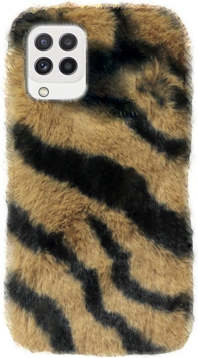 ADEL Siliconen Back Cover Softcase Hoesje Geschikt voor Samsung Galaxy M22/ A22 (4G) - Luipaard Fluffy Bruin