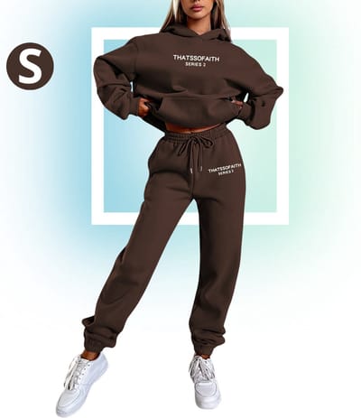 Livano Joggingpak Dames - Huispak - Trainingspak - Volwassenen - Capuchon - Jogging Pak - Joggingspak - Koffie - Maat S