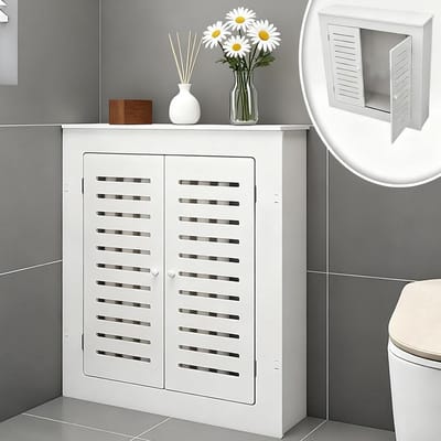 Radiatorafdekking Wit - Verwarmingskast - Ruimte Organiseren - PVC Hout Plastic - L70xB70xT15cm - Wit