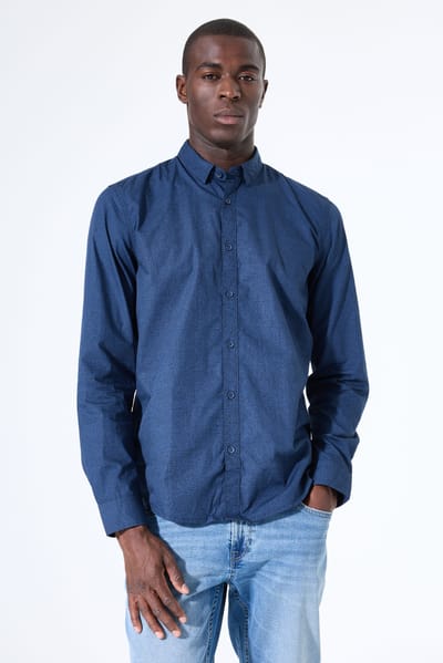 GARCIA Heren Print Overhemd Blauw Lange mouw