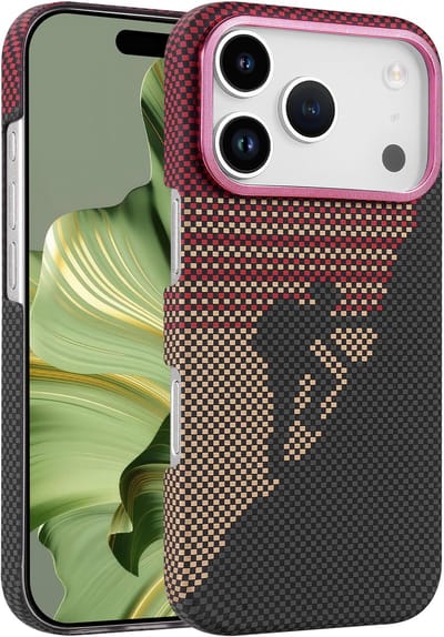 Hoesje Geschikt voor iPhone 17 Pro Hoesje Rood - Carbon Hoesje Geschikt voor MagSafe iPhone 17 Pro - Shockproof Back Cover
