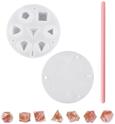 Dailygoods- Siliconen Vormen Set - Zevendelige Kubus Mal - Duurzaam Materiaal - Geschikt voor Tafelspellen - Inclusief Roerstaaf - Afmetingen 10,2 x 10,2 x 2,1 cm