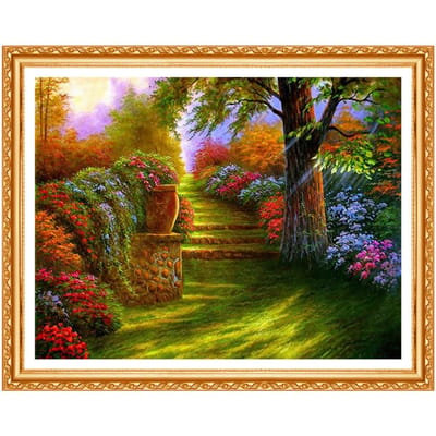 Diamantborduurwerk Bos In Zonneschijnolieverfschilderij Verpakking Rond Kristal Diamant Moasic Home Decor 20X30CM orange