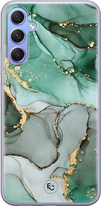 Hoesje geschikt voor Samsung Galaxy A34 - Marble Design - Soft Case - TPU - Marmer - Groen - ELLECHIQ