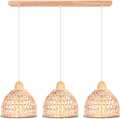 Boho Hanglamp Geweven Plafondlamp 3 Lampen Kroonluchter voor Slaapkamer Woonkamer Hal