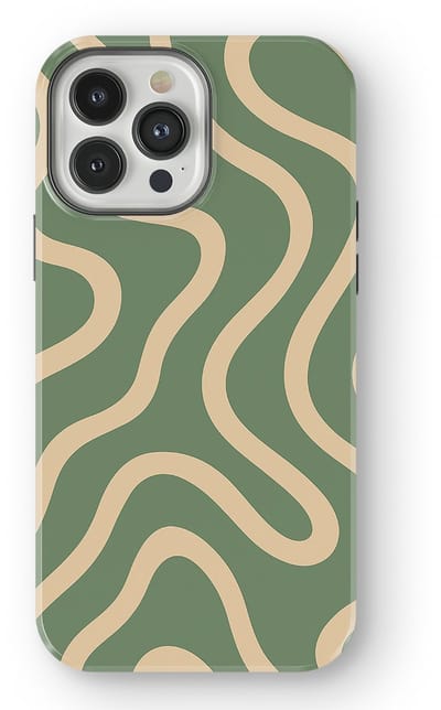 DripCase Curvy Lines Hoesje geschikt voor iPhone 13 Pro Max | Backcover met Mag | Design Tough Case geschikt voor iPhone 13 Pro Max Olive Drift