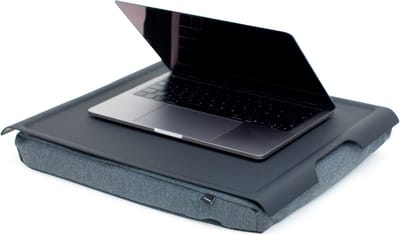 Bosign Laptray, Schoottafel, Schootkussen, Laptoptafel met lichte antislip blad - Grijs/Zwart - 46 x 38 x 6.5 cm