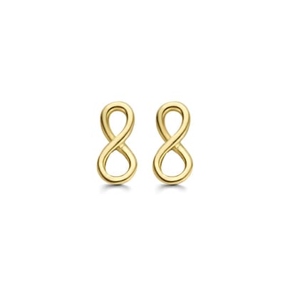 New Bling 9NBG-0251 Gouden Oorknopjes - Dames - Infinity - 4 x2 mm - 14 Karaat - Goud
