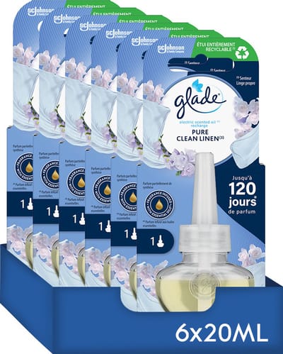 Glade Electric Scented Oil Navulling Pure Clean Linen - Elektrische Luchtverfrisser - 6 x 20ML