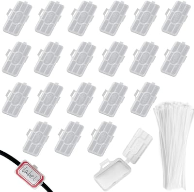 Dailygoods- Kabellabels 30 Stuks - Beschrijfbare Kabellabels - Kabelbeheer - Waterdichte/Antidust Behuizing - Snapsluiting - Eenvoudige Bediening - Kabeltags