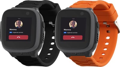 kwmobile horlogeband geschikt voor XPLORA X5 / X5 Play - Maat S - 2x siliconen armband voor fitnesstracker in zwart / oranje