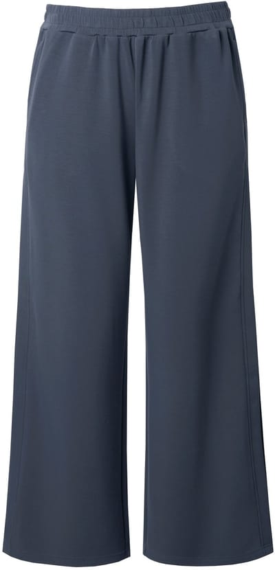 Ulla Popken - Dames - Trainingsbroek zijsplit wijde pijpen elastische tailleband - Vulkaangrijs - Maat 54+