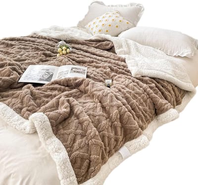 Verwarmde Deken - Fleece Deken Plaid - Gezelligheid Thuis - Extra Dik Jacquard - 180 x 200 cm - Bruin