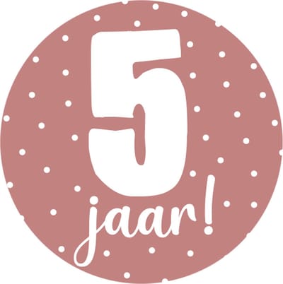 20 Stickers 5 Jaar Roze - verjaardag - traktatie - kinderdagverblijf - gastouder - bso - jarig - kind - basisschool