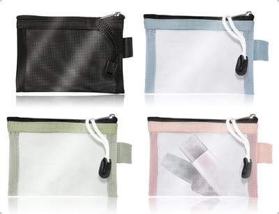 IMstore - Pencil Case - Transparante Etui - 4 Stuks - Kleurrijke Zipper Pouches - Geschikt voor School en Kantoor - Waterproof Net Bag