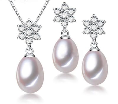 N3 Collecties 925 Zilveren Zoetwaterparel Sieradensets Dames, Wit