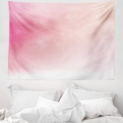ABAKUHAUS Roze Wandtapijt en Sprei, Vervaagde Kleuren Fantasie, 150 x 110 cm, Roze Perzik-Wit