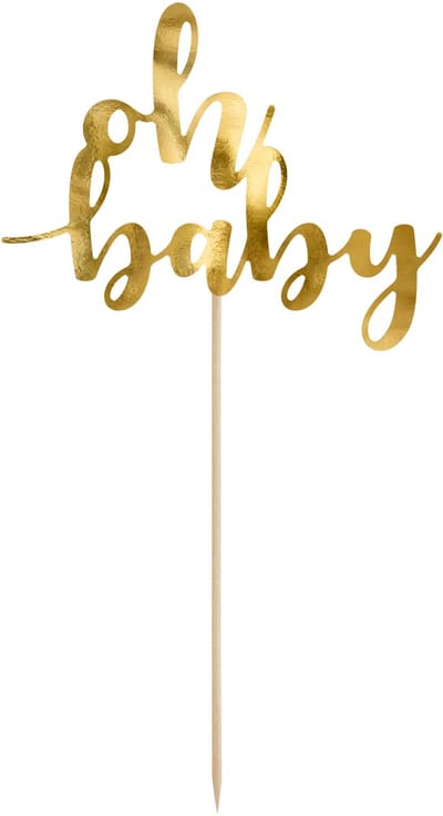 PartyDeco Cake Topper Oh Baby Goud