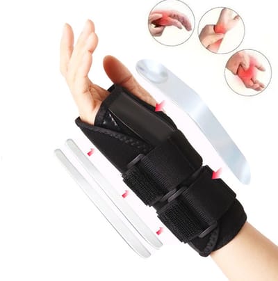 Polsbandages - Polsspalk met metalen railstabilisator - Ergonomische ondersteuning bij Arthritis – Verstelbare - mannen en vrouwen – Zwart - LOUZIR