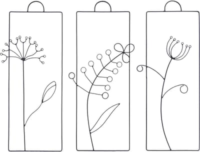 UNUS® Wanddecoratie bloemen blad tulp metaal set van 3 zwart