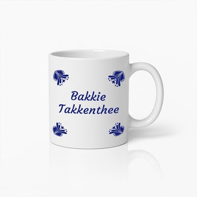 "Bakkie Takkenthee" Mok 330ml – Klassieke Nederlandse Theeleut Keramische Beker – Perfect Cadeau voor Theeliefhebbers