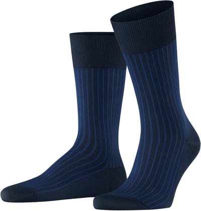 FALKE Oxford Stripe gedessineerd katoen sokken heren blauw - maat 43-44