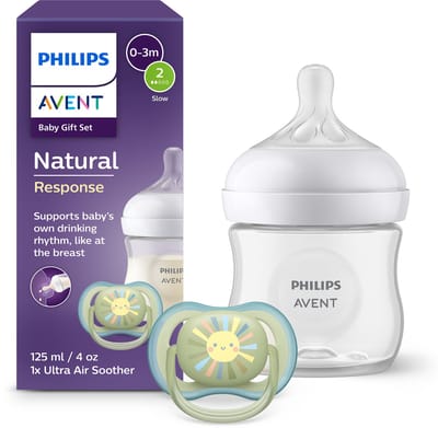 Philips Avent Natural Response – Cadeau set - 125ml babyfles en Ultra Air speen 0-6 maanden - flow 2- SCD837/10