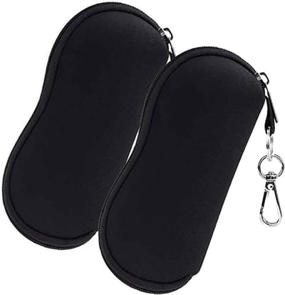 Set van 2 Draagbare Brilhoezen van Zacht Neopreen met Rits voor Brillen, Cosmetica en Sleutels
