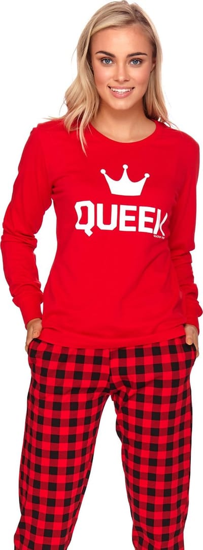 Doctor Nap Dames Pyjama Lange Mouw Lange Broek Winter Kerst Matching Gezin Familie Queen Rood PB.9748 - M