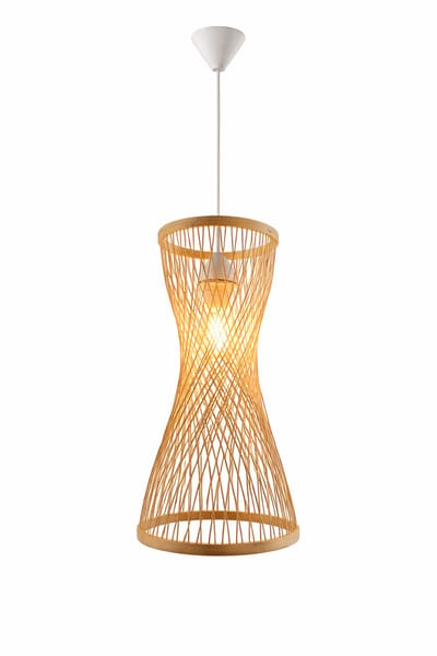 Bamboe Hanglamp Ø20 cm – Song Lo Twist Shade – Naturel – Handgemaakt – E27 – Incl. snoer – Design hanglamp – Set mogelijkheid