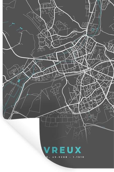 Muurstickers - Sticker Folie - Évreux - Plattegrond - Kaart - Stadskaart - Frankrijk - 20x30 cm - Plakfolie - Muurstickers Kinderkamer - Zelfklevend Behang - Zelfklevend behangpapier - Stickerfolie