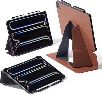 Ultra-dunne iPad Pro 11 Inch Hoes met Afneembare Pencil Houder, 4 Verstelbare Hoeken en Auto Wake/Sleep Functie, Vegan Leer in Sienna Bruin