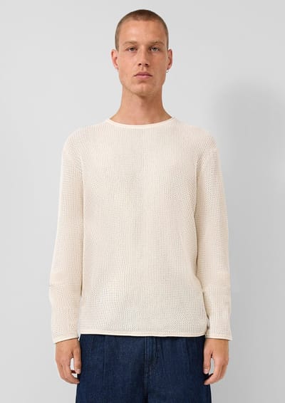 Q/S designed by - Heren pull - Maat S - Mannen - 0210 WHITE - katoen
