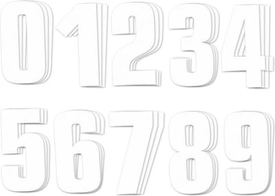 30 autocollant sticker numéro de course adhésif de 0 à 9 blanc 13x7cm pour motocross