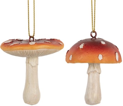 Clayre & Eef Decoratie Hanger Paddenstoel Rood Kunststof Herfst decoratie