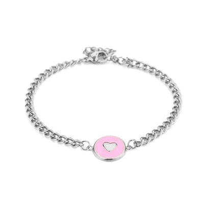 Bijoutheek armband hart rose schakel Silver JE13784