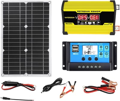 Zonnepaneel Complete Set - Solar Systeem Kit - Energie Opwekken - 300W Inverter - 12V - Geel