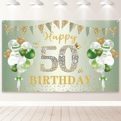 SnelShoppen - 50e Verjaardag Banner Decoraties, Grote Achtergrond Banner voor Verjaardagsfeest, Fotobooth Decoratie voor Mannen en Vrouwen, Feestacces