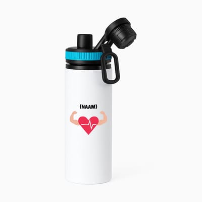 Hacebo® - Bodybuilding met eigen naam waterfles met draaidop blauw - Fitness - Bodybuilder - Sport - water fles - 850ML