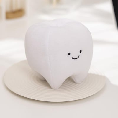 Schattig Mondpluche Mensachtige Speelgoed Witte Tand Tandpasta Tandenborstel Lachende Knuffel Huisdecoratie Rekwisiet Cadeau