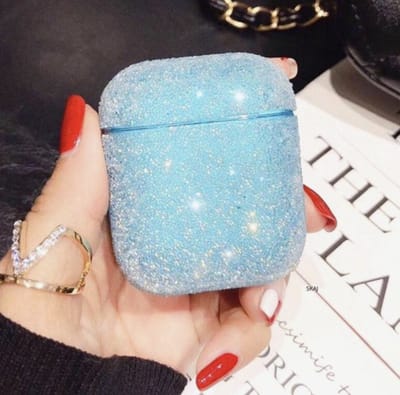 Airpods Apple Cover Case - Glitters- Beschermhoes - Geschikt Voor Airpods 1 / 2 - Blauw