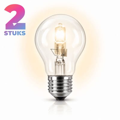 2x Peertje Halogeenlamp E27 - 100W - Warm Wit Licht (2700K) - 1900 lm - 2 jaar - Dimbaar