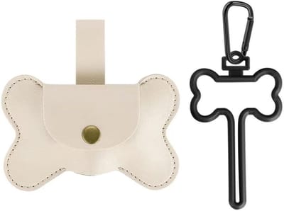 Dailygoods- Hondenpoepzakjeshouder met botvorm - Poepzakjes dispenser - Opbergtas voor huisdieren - Haken voor vuilniszakken - Handig voor buiten - Vermindert gêne - Poepzakjesdispenser