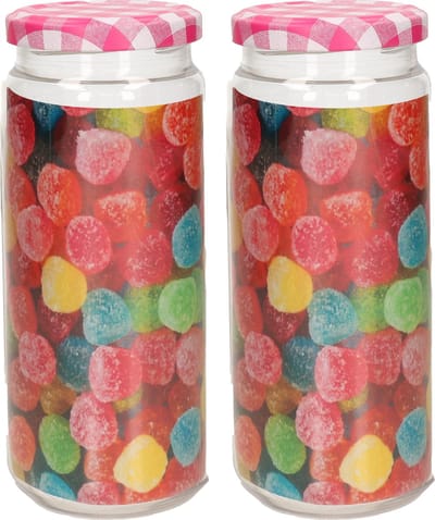 Plasticforte Weckpot/inmaakpot Classic - 2x - 650ml - kunststof - metalen draaideksel - roze - D7 x H18 cm