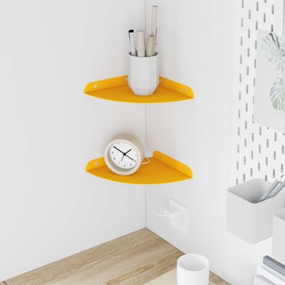 vidaXL - Hoek - Plank - 2 - st - Mosterdgeel - 18 - x - 18 - x - 2 - cm