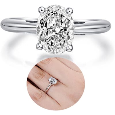 Nieuwe S925 Sterling Zilveren Ring Ovaal 2ct Moissaniet Trouwringen voor Vrouwen Verloving Diamanten Ring Eenvoudige Fijne Sieraden 5 white