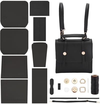 Dailygoods - WADORN DIY PU lederen schoudertas maken kit, crossbody tas doe-het-zelf materialen maken voor vrouwen handgemaakte steek lederen tas naaikit voor doe-het-zelf handtas accessoires schoudertas maken,