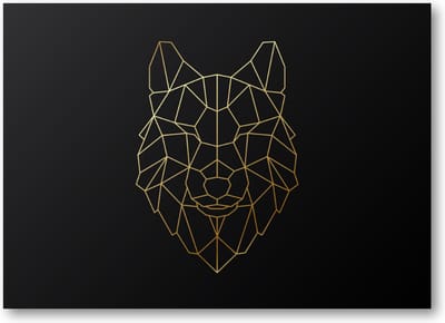 Minimalist Wolf - Goud - 70x50 Canvas Liggend - Dieren